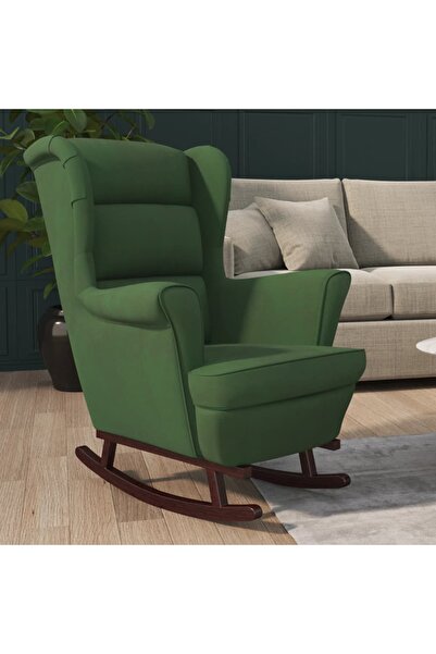 Concept Balansoar cu picioare lemn masiv hevea, verde închis, catifea