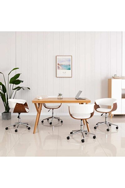 Concept Περιστρεφόμενες καρέκλες κουζίνας, 4 τεμ., λευκές, οικολογικό Δερμάτινο