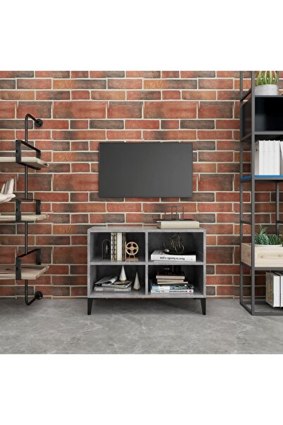 Concept Comodă TV cu picioare metalice, gri beton, 69,5x30x50 cm