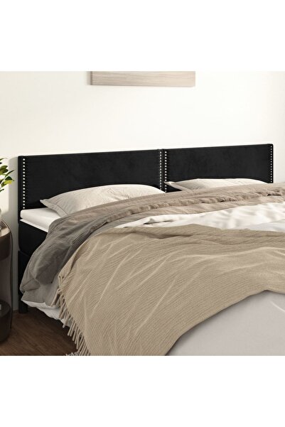 Concept Tăblii de pat, 2 buc, negru, 100x5x78/88 cm, catifea