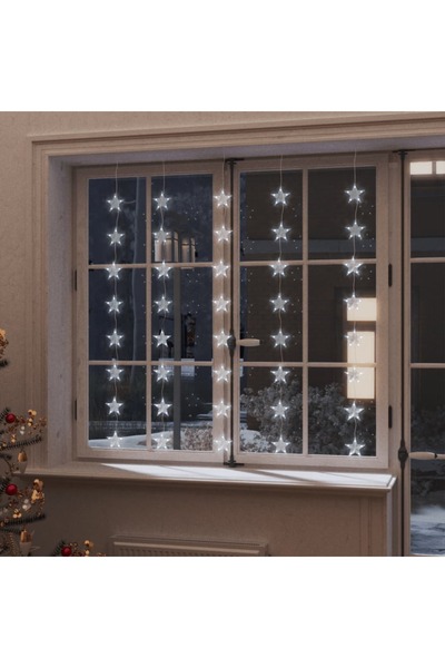 Concept Εγκατάσταση φωτιστικού κουρτίνας αστεριού 200 LED ψυχρό λευκό 8 λειτο...