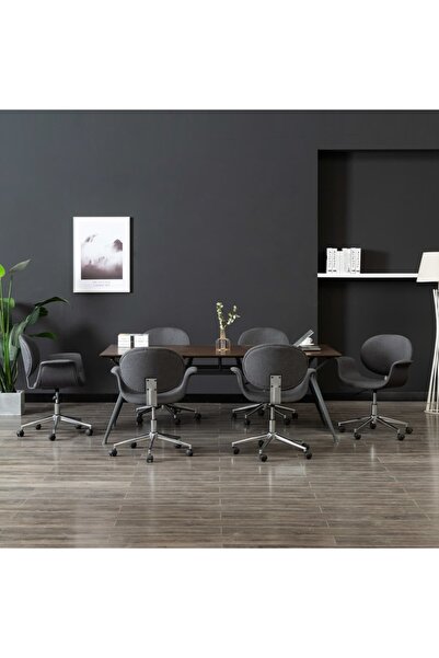 Concept Περιστρεφόμενες καρέκλες κουζίνας, 6 τεμ., γκρι, ύφασμα