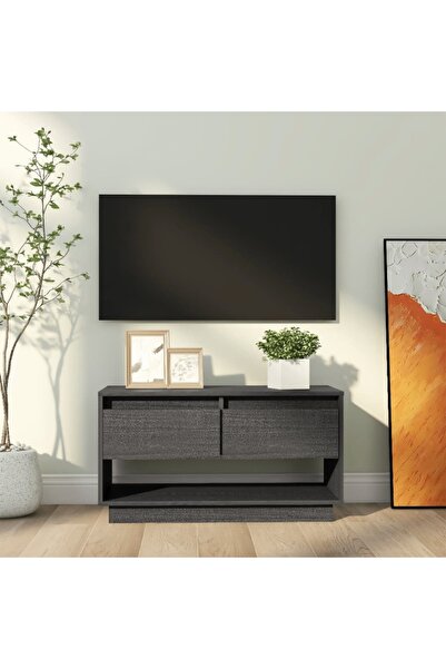 Concept Comodă TV, gri, 74x34x40 cm, lemn masiv de pin