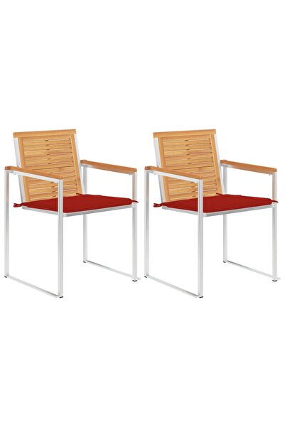 Concept Καρέκλες κήπου με μαξιλάρια, 2 τεμ., μασίφ ξύλο τικ/ατσάλι