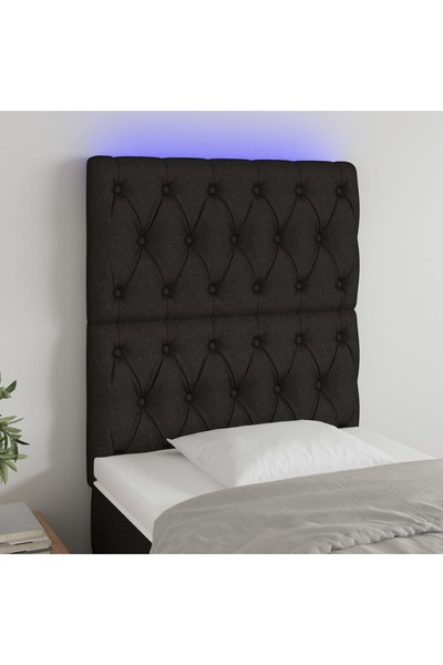 Concept Tăblie de pat cu LED, negru, 80x7x118/128 cm, textil