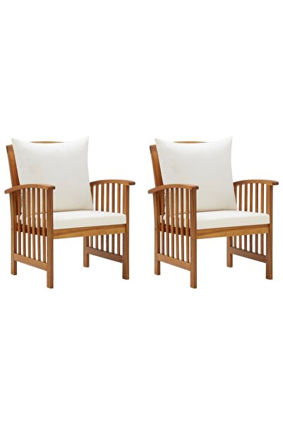 Concept Καρέκλες κήπου με μαξιλάρια, 2 τεμ., από μασίφ ξύλο ακακίας