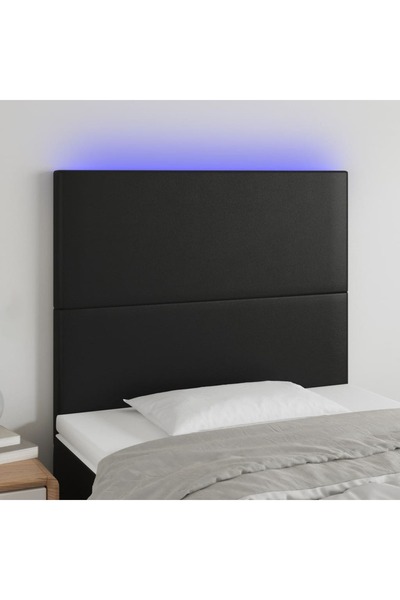 Concept Κεφαλάρι LED, μαύρο, 100x5x118/128 cm, οικολογικό Δερμάτινο