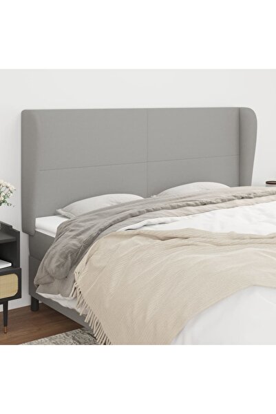 Concept Tăblie de pat cu aripioare gri deschis 203x23x118/128 cm textil