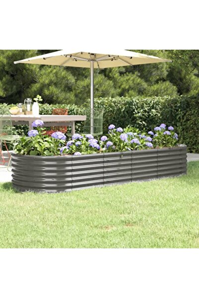 Concept Γκρι γλάστρα κήπου 224x80x36 cm ηλεκτροστατικά βαμμένη από ατσάλι