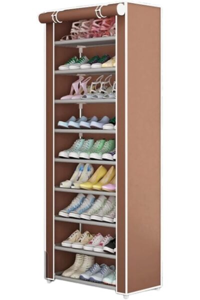 Arabest خزانة أحذية بسيطة من 10 طبقات، مع منظم تخزين مقاوم للغبار (بني)