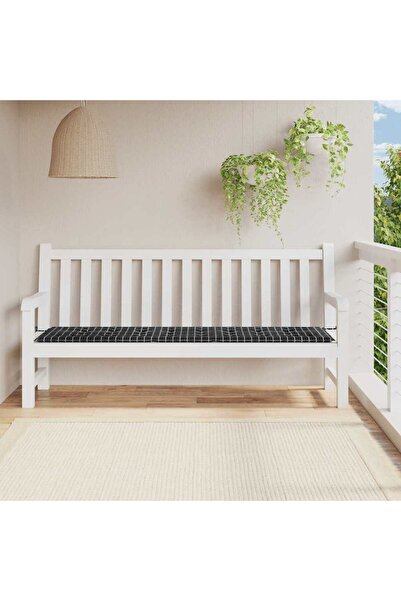 Concept Μαξιλάρι πάγκου κήπου, μαύρο καρό, 200x50x3 εκ., ύφασμα