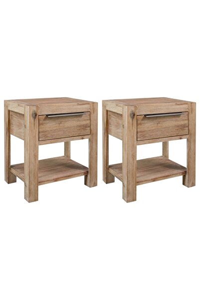 Concept Noptiere cu sertare, 2 buc., 40x30x48 cm, lemn masiv de acacia