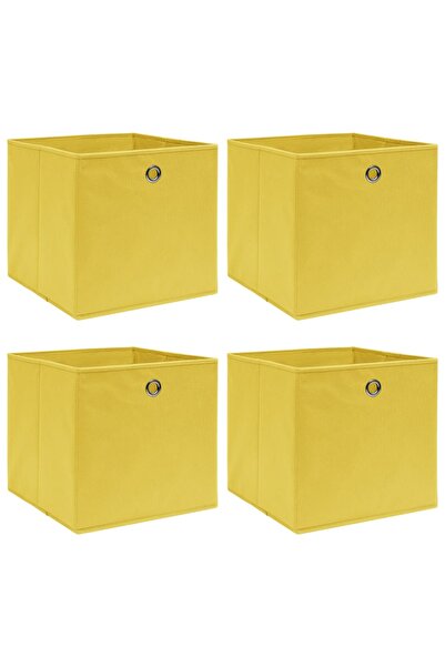 Concept Κουτιά αποθήκευσης, 4 τεμ., κίτρινο, 32x32x32 cm, ύφασμα