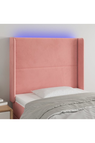 Concept Tăblie de pat cu LED, roz, 83x16x118/128 cm, catifea