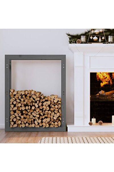 Concept Ράφι για καυσόξυλα, γκρι, 80x25x100 cm, μασίφ ξύλο πεύκου