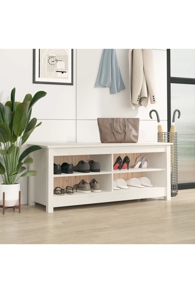 Concept Παγκάκι για παπούτσια, λευκό, 110x38x45,5 cm, μασίφ ξύλο πεύκου