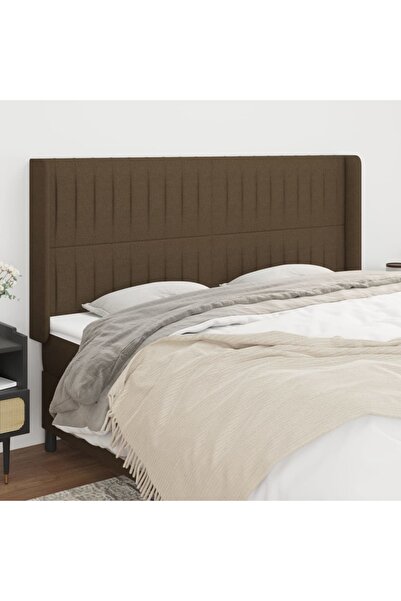 Concept Tăblie de pat cu aripioare maro închis 203x16x118/128 cm textil