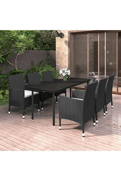 Concept Set mobilier de grădină cu perne, 7 piese, poliratan și sticlă