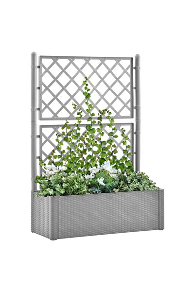 Concept Strat înălțat grădină cu spalier și sistem de auto-udare, gri