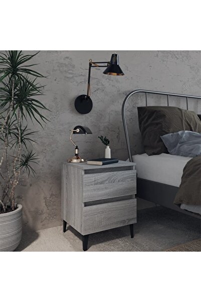 Concept Noptiere picioare din metal, 2 buc., gri sonoma, 40x35x50 cm