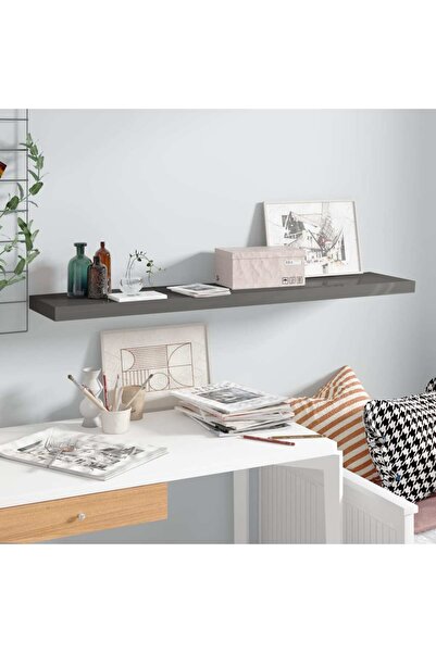 Concept Висяща стена етажерка, сиво с висок гланц, 120x23.5x3.8 см, MDF