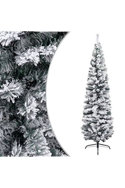 Concept Pom de Crăciun artificial subțire cu zăpadă verde 240 cm PVC