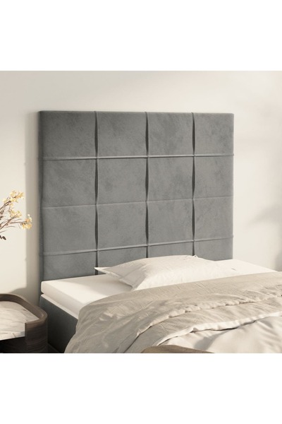 Concept Tăblii de pat, 2 buc, gri deschis, 90x5x78/88 cm, catifea