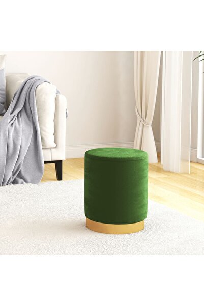 Concept Taburet depozitare rotund, verde, catifea