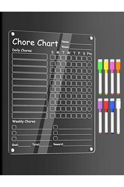 Arabest Acrylic Magnetic Chore Chart for Kids, Chores Chart for Fridge Refrig...