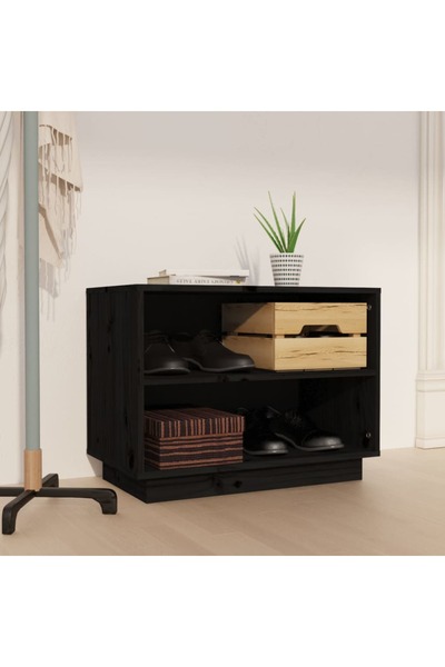 Concept Shoe cabinet, black, 60x34x45 cm, solid pine wood