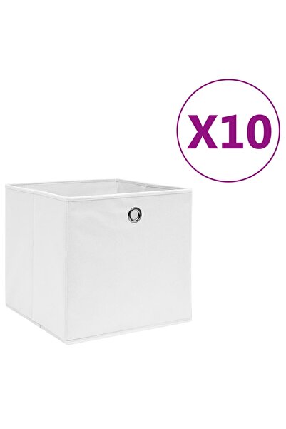 Concept Κουτιά αποθήκευσης, 10 τεμ., λευκά, 28x28x28 cm, μη υφασμένο υλικό
