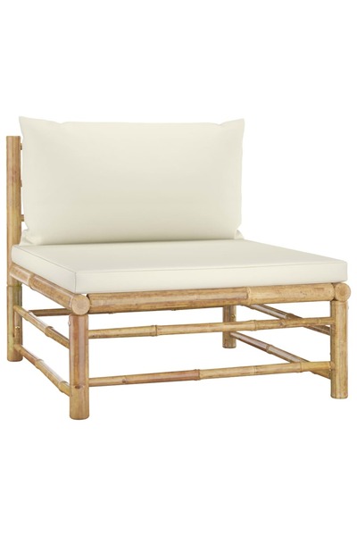 Concept Καναπές κήπου με μαξιλάρια, κρεμ λευκό, Μπαμπού