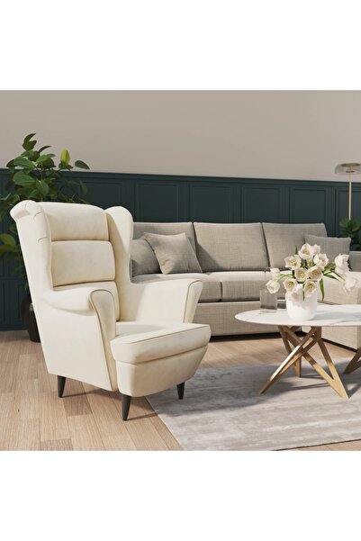 Concept Πολυθρόνα, κρεμ λευκό, Βελούδο