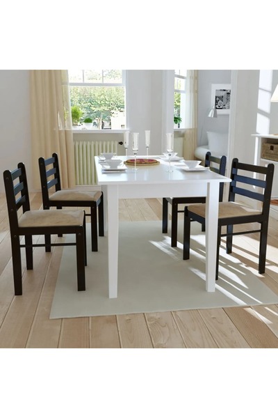 Concept Καρέκλες κουζίνας, 4 τεμ., καφέ, μασίφ ξύλο καουτσούκ & Βελούδο