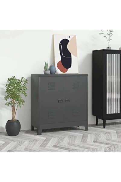 Concept Βιομηχανική αρχειοθήκη, ανθρακί, 90x40x100 cm, χάλυβας