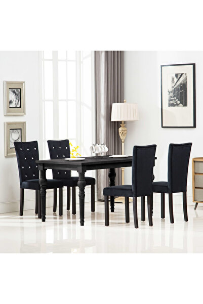 Concept Καρέκλες κουζίνας, 4 τεμ., μαύρες, Βελούδο