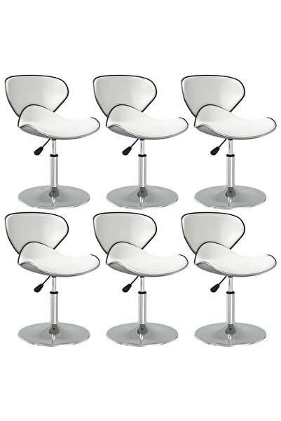 Concept Καρέκλες κουζίνας, 6 τεμ., λευκές, οικολογικό Δερμάτινο