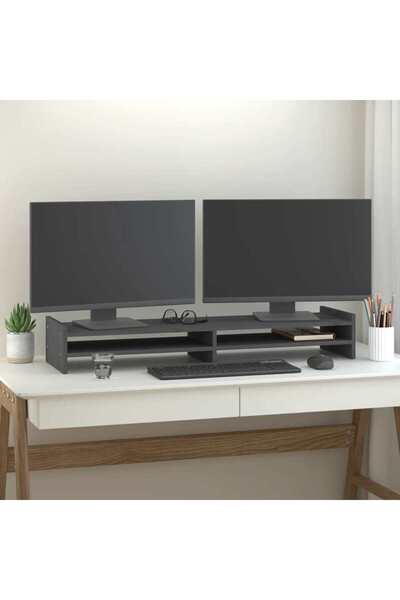 Concept Βάση οθόνης, γκρι, 100x27x15 cm, μασίφ ξύλο πεύκου