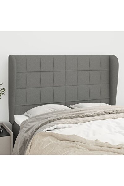 Concept Tăblie de pat cu aripioare gri închis 147x23x118/128 cm textil