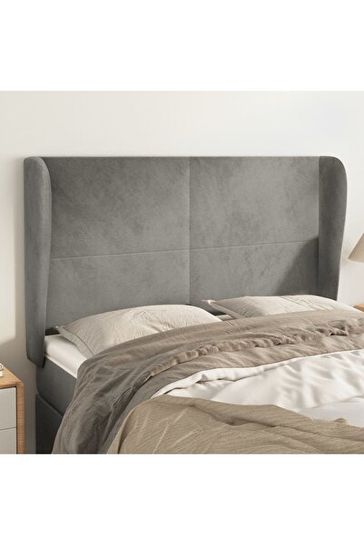 Concept Ανοιχτό γκρι κεφαλάρι με φτερά 147x23x118/128cm Βελούδο