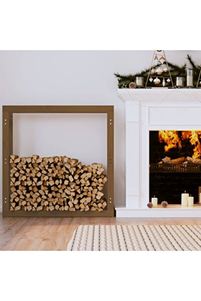 Concept Ράφι για καυσόξυλα, μελί καφέ, 100x25x100 cm, μασίφ ξύλο πεύκου