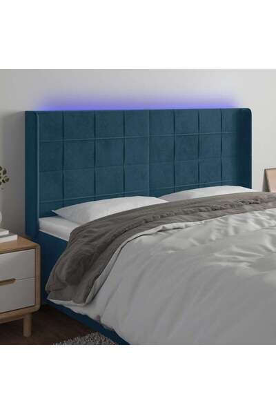 Concept Κεφαλάρι LED, σκούρο μπλε, 203x16x118/128cm Βελούδο