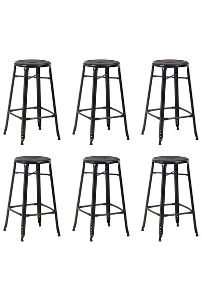 Concept Σκαμπό μπαρ, 6 τεμ., μαύρο, ατσάλι