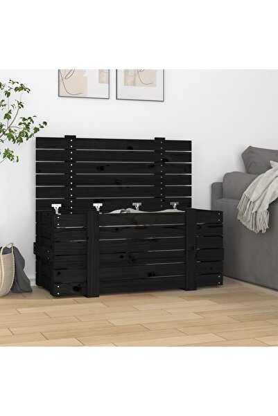 Concept Κουτί αποθήκευσης, μαύρο, 91x40,5x42 cm, μασίφ ξύλο πεύκου