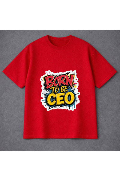 VODEXA Tricou oversize unisex BORN CEO, imprimat, 100% bumbac, croială confor...