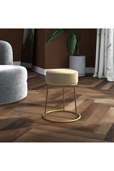 Concept Taburet rotund, gri închis, catifea