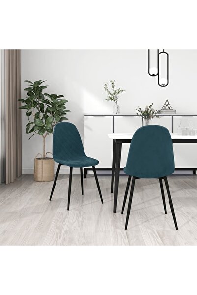 Concept Scaune de bucătărie, 2 buc., albastru, catifea