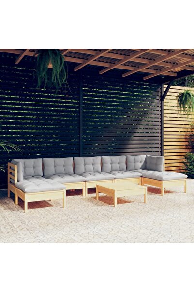 Concept Set mobilier grădină cu perne gri, 8 piese, lemn de pin