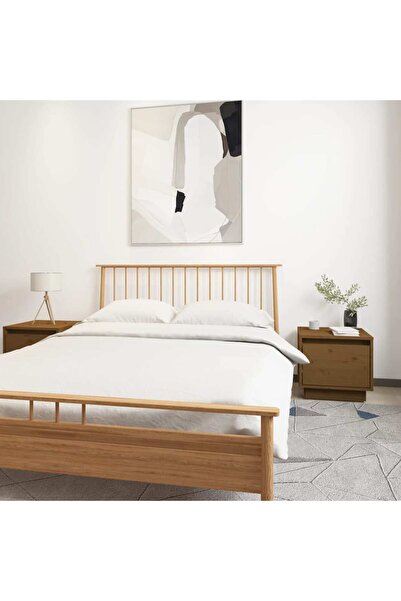 Concept Κομοδίνα, 2 τεμ., μελί καφέ, 35x34x32 cm, μασίφ ξύλο πεύκου