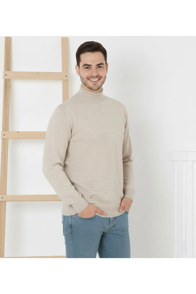 FREEDOM STOREE Men's Half-Throat Knitwear Soft Fine Textured Cotton Long Slee...